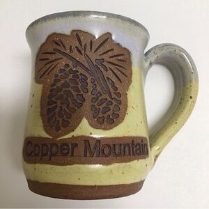 Copper Mountain Studio Pottery Coffee Mug Charlotte Lee Signed Pinecones Ski CO